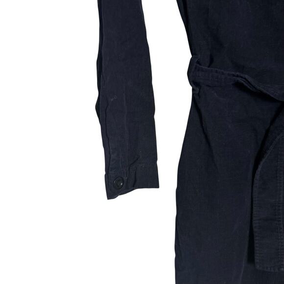 A.P.C. Justine Navy Corduroy Straight Leg Belted Long Sleeve Jumpsuit Size 2 - Picture 10 of 16